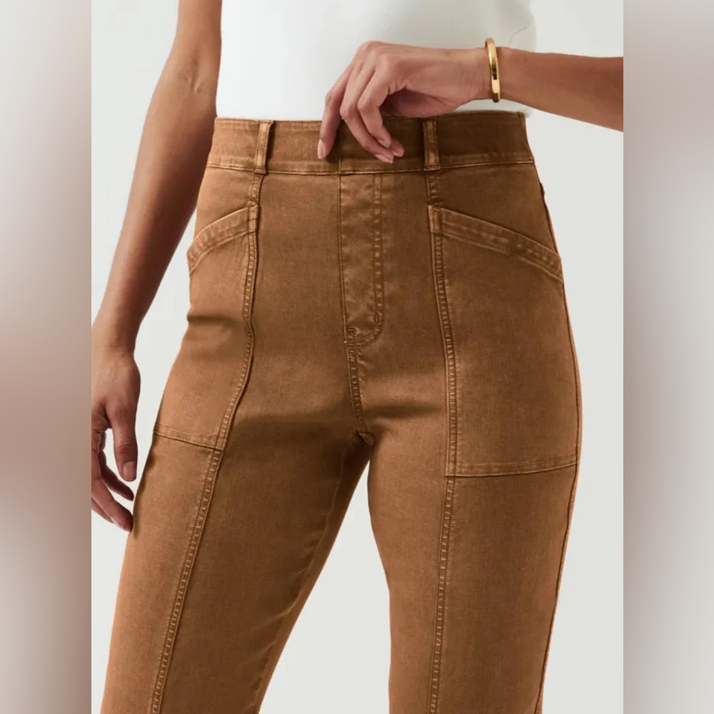 Women’s SPANX Pants STRETCH TWILL STRAIGHT LEG‎ LARGE fall chestnut nuetral - Picture 12 of 12